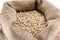 Burlap sack with pearl barley