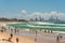Burleigh beach at Coolangata with Gold Coast cityscape