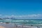 Burleigh beach with people enjoying outdoor activities. Gold Coast, Australia