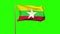 Burma flag with cloud waving in the wind. Green