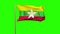 Burma flag with title waving in the wind. Looping