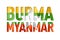 Burma Myanmar flag text font