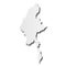 Burma, Myanmar - grey 3d-like silhouette map of country area with dropped shadow. Simple flat vector illustration