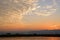 Burma water Floating house sunset