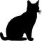 Burmese Cat Black Silhouette Generative Ai