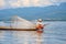 Burmese Fisherman Posing at Inle Lake, Myanmar Burma