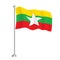 Burmese Flag. Isolated Wave Flag of Burma Country. Independence Day