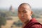 Burmese monk visit the Bagan pagoda. Myanmar, Burma