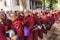 Burmese monks queueing for meal