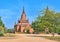 Burmese temple with red stupas, Bagan, Myanmar