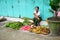 Burmese Woman selling fruit and vegetable at Oxen Market