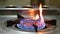 Burn burner. Gas is switching on, apearing blue flame gas stove video 4K