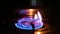 Burn burner. Gas is switching on, apearing blue flame gas stove video 4K