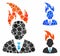 Burn businessman head Composition Icon of Spheric Items