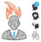 Burn Businessman Head Web Vector Mesh Illustration