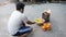 Burn joss paper gold and silver paper as sacrificial offering for pray to god