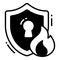 Burn Shield, Protection and security vector icons set cyber computer network business data technology