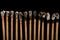 Burned Matchsticks isolated on black background