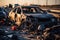 burned out car after an accident. generative ai