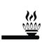 Burner, flame, black conceptual vector icon.