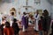 Burning Advent candle in Catholic church in Baidyapur, West Bengal, India