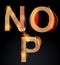 Burning alphabet letters, NOP