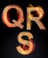 Burning alphabet letters, QRS