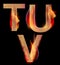 Burning alphabet letters, TUV