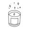 Burning aroma candle in a glass jar. Aromatherapy, relaxation design element. Suitable for cards, logos, decorations. Vector