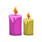 Burning aroma candles. Relaxation, spa procedures and aromatherapy. Cartoon vector element for promo brochure, poster or