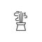 Burning aromatic incense sticks line icon