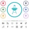 Burning barbecue grill flat color icons in circle shape outlines