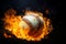 Burning baseball Incendiary sports imagery on a black background