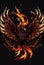 Burning bird phoenix rising form flames and fire