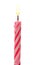 Burning Birthday Candle Cake Isolated On A White