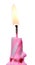 Burning Birthday Candle Cake Isolated On White