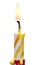 Burning Birthday Candle Cake Isolated On White