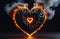 Burning black heart. Gothic valentine