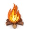 Burning bonfire or campfire, firewood with fire or flame. Simple vector illustration on white background