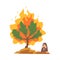 Burning Bush not Consuming by Flames as Narrative from Bible Vector Illustration