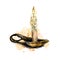 Burning candle in bronze candlestick