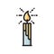 Burning candle colorful thin line flat style icon