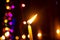 Burning candle on diwali night.