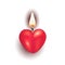 Burning candle heart on white background separate object vector