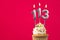 Burning candle number 113 - Birthday card with cupcake