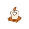 Burning candle from paraffin wax cartoon sketch vector illustration isolated.