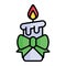 Burning candle with ribbon bow moder vector icon