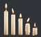 Burning candle. Stages combustion of wax decorative candle light flame vector keyframe animation