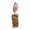 Burning candle. Vector doodle illustration. Twisted candle with a flame