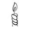 Burning candle. Vector linear doodle illustration. Twisted candle with a flame